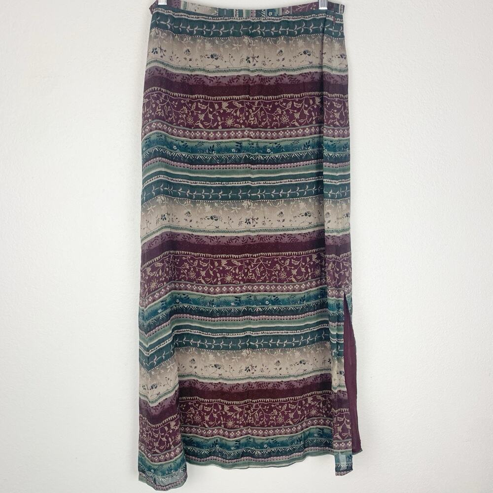 Vintage Skirt Womens 10 Maxi 100% Silk Boho Cottagecore Whimsigoth Peasant Indie